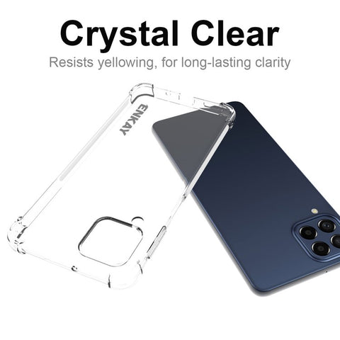 ENKAY HAT PRINCE For Samsung Galaxy M53 5G Thickened Corners Anti-fall Protection Clear TPU Cover Phone Protective Case with Anti-slip Strip Edge