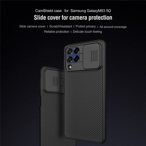 NILLKIN CamShield Hard PC Phone Case for Samsung Galaxy M53 5G Twill Texture Anti-drop Protective Cover