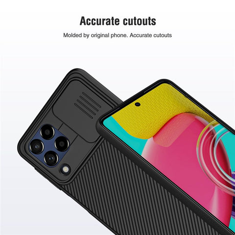NILLKIN CamShield Hard PC Phone Case for Samsung Galaxy M53 5G Twill Texture Anti-drop Protective Cover