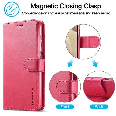 LC.IMEEKE Flip Phone Cover for Samsung Galaxy M53 5G, PU Leather TPU Shockproof Shell Folding Stand Folio Case