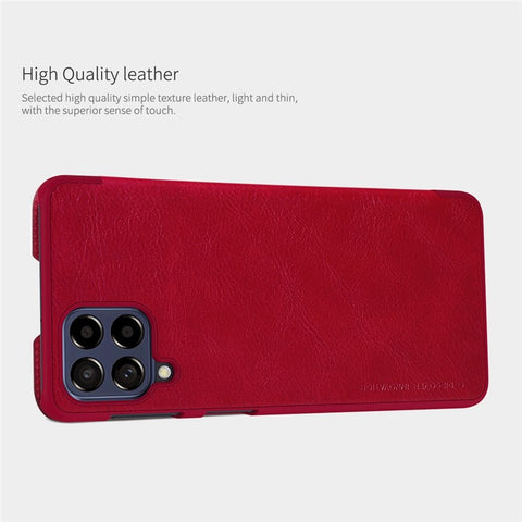 NILLKIN Qin Series for Samsung Galaxy M53 5G Scratch-resistant Anti-fall Card Holder PU Leather Shell Phone Case