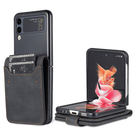 AZNS For Samsung Galaxy Z Flip4 5G PU Leather Flipping Case Card Slots Magnetic Closure Cover