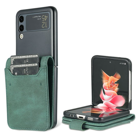 AZNS For Samsung Galaxy Z Flip4 5G PU Leather Flipping Case Card Slots Magnetic Closure Cover