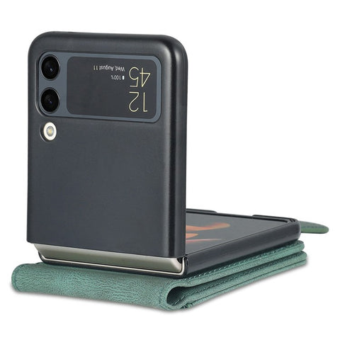 AZNS For Samsung Galaxy Z Flip4 5G PU Leather Flipping Case Card Slots Magnetic Closure Cover