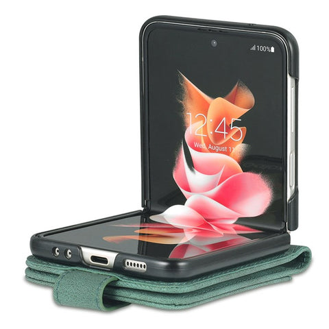 AZNS For Samsung Galaxy Z Flip4 5G PU Leather Flipping Case Card Slots Magnetic Closure Cover