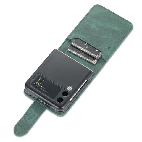 AZNS For Samsung Galaxy Z Flip4 5G PU Leather Flipping Case Card Slots Magnetic Closure Cover