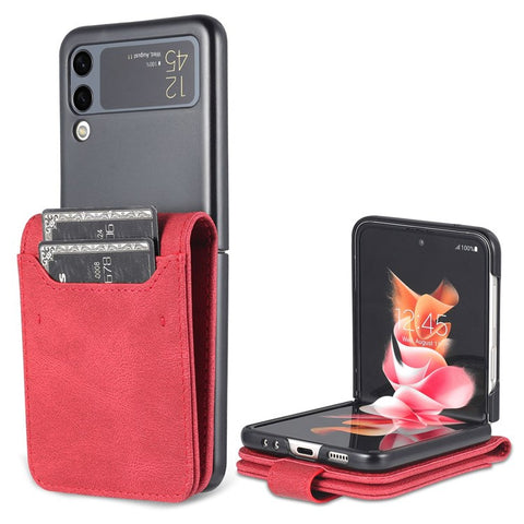 AZNS For Samsung Galaxy Z Flip4 5G PU Leather Flipping Case Card Slots Magnetic Closure Cover