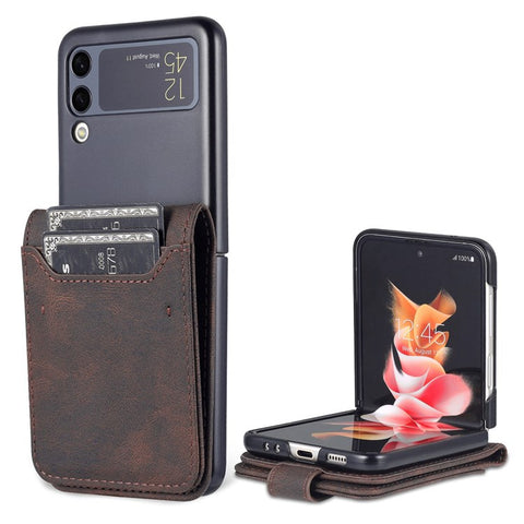 AZNS For Samsung Galaxy Z Flip4 5G PU Leather Flipping Case Card Slots Magnetic Closure Cover