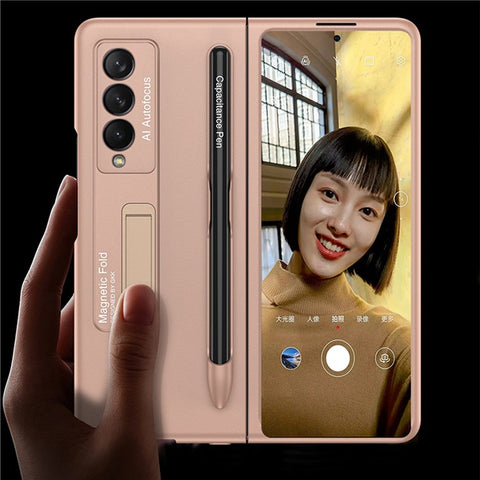 GKK Hard PC Folding Phone Case for Samsung Galaxy Z Fold3 5G, Drop-proof Protective Cover with Ultra-slim Kickstand and Pen Slot