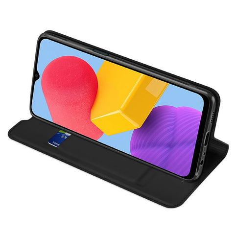 DUX DUCIS Skin Pro Series for Samsung Galaxy M13 4G Fully Wrapped Leather Case, Card Holder Stand Flip Phone Shell