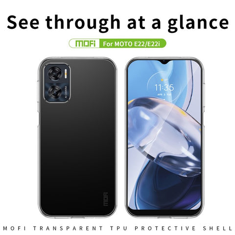 MOFI For Motorola Moto E22i 4G / Moto E22 4G Phone Case Transparent Slim Phone Shell Anti-Drop TPU Protective Cover