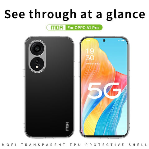 MOFI Anti-yellowing Phone Case for Oppo A1 Pro 5G / Reno8 T 5G, Drop-proof Transparent Anti-shock Soft TPU Mobile Phone Cover