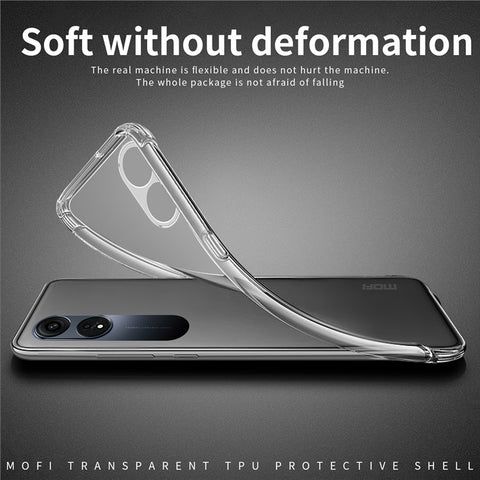 MOFI Anti-yellowing Phone Case for Oppo A1 Pro 5G / Reno8 T 5G, Drop-proof Transparent Anti-shock Soft TPU Mobile Phone Cover