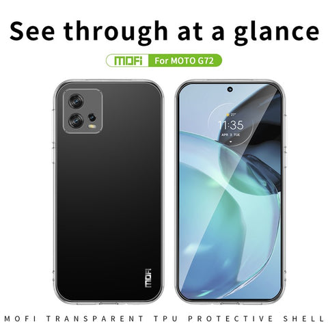 MOFI Transparent Soft TPU Phone Case for Motorola Moto G72 4G, Anti-scratch Shockproof Mobile Phone Back Cover