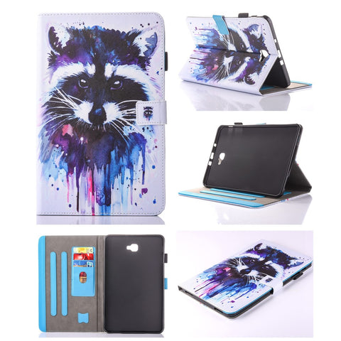 For Samsung Galaxy Tab A 10.1 (2016) T580 T585 Patterned Leather Card Slot Shell