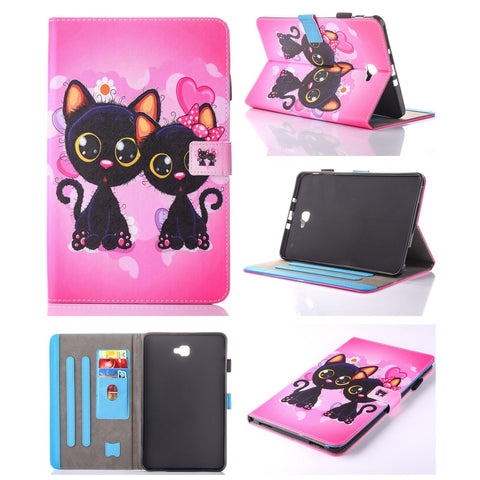 For Samsung Galaxy Tab A 10.1 (2016) T580 T585 Patterned Leather Card Slot Shell