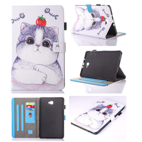 For Samsung Galaxy Tab A 10.1 (2016) T580 T585 Patterned Leather Card Slot Shell