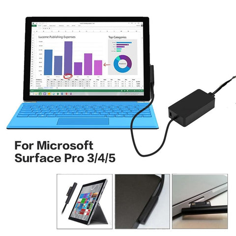 15V 4A Power Charger Adapter for Microsoft Pro 5/4/3, Surface Book 2017/1706/1800/1735/1736