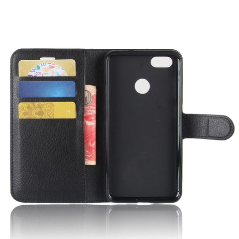 Litchi Texture Leather Wallet Stand Phone Accessory Casing for Huawei P9 Lite mini / Y6 Pro (2017) / Enjoy 7