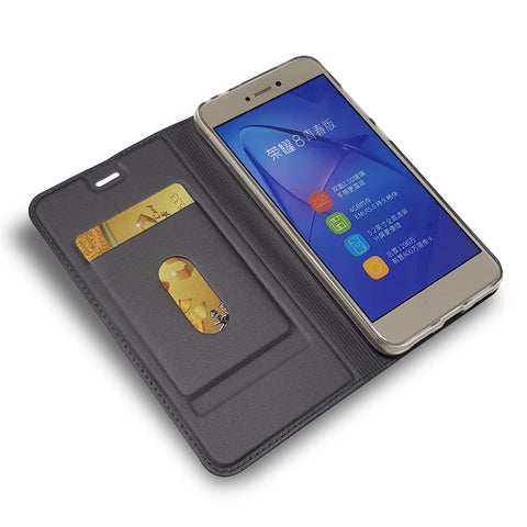 Magnetic Card Holder Stand Leather Protective Cover Case for Huawei P8 Lite (2017) / Honor 8 Lite