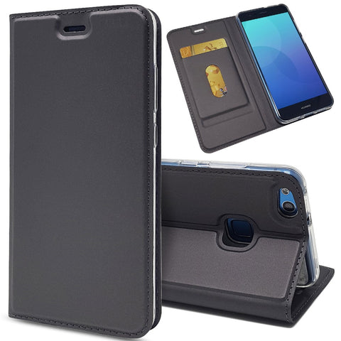 Auto-absorbed Magnetic Leather Stand Flip Cover for Huawei P10 Lite