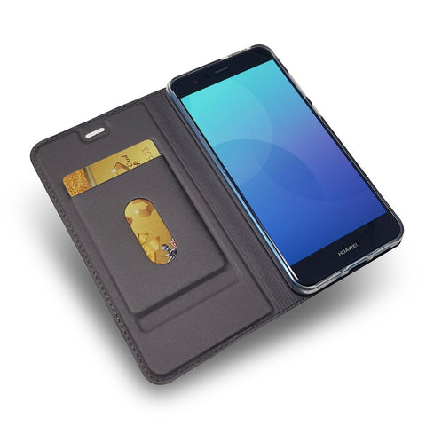 Auto-absorbed Magnetic Leather Stand Flip Cover for Huawei P10 Lite