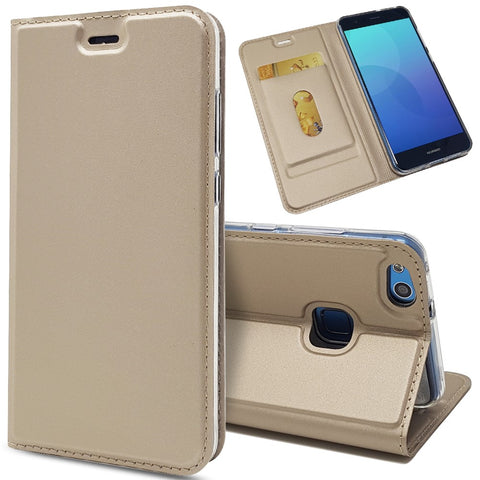 Auto-absorbed Magnetic Leather Stand Flip Cover for Huawei P10 Lite