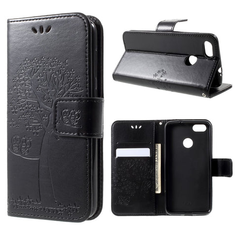 Imprint Tree Owl Leather Protective Case Cover for Huawei P9 lite mini / Y6 Pro (2017) / Enjoy 7