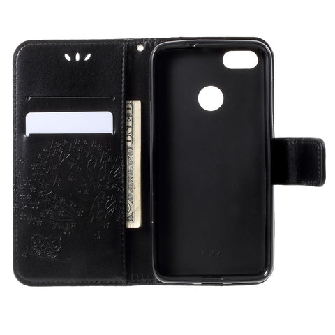 Imprint Tree Owl Leather Protective Case Cover for Huawei P9 lite mini / Y6 Pro (2017) / Enjoy 7
