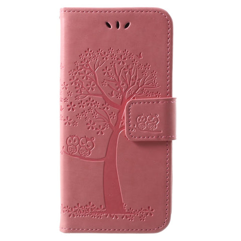 Imprint Tree Owl Leather Protective Case Cover for Huawei P9 lite mini / Y6 Pro (2017) / Enjoy 7