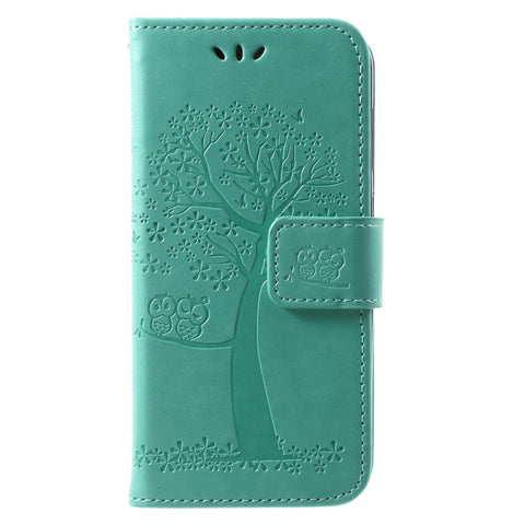 Imprint Tree Owl Leather Protective Case Cover for Huawei P9 lite mini / Y6 Pro (2017) / Enjoy 7