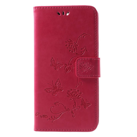 Imprint Butterfly Flowers Leather Wallet Case Shell for Huawei Mate 10 Lite / nova 2i / Maimang 6 / Honor 9i (India)