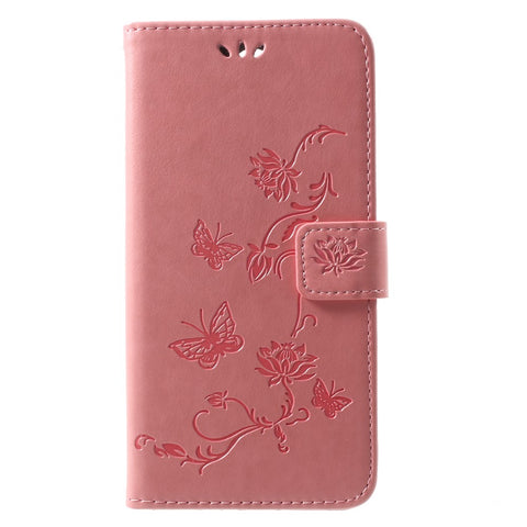 Imprint Butterfly Flowers Leather Wallet Case Shell for Huawei Mate 10 Lite / nova 2i / Maimang 6 / Honor 9i (India)