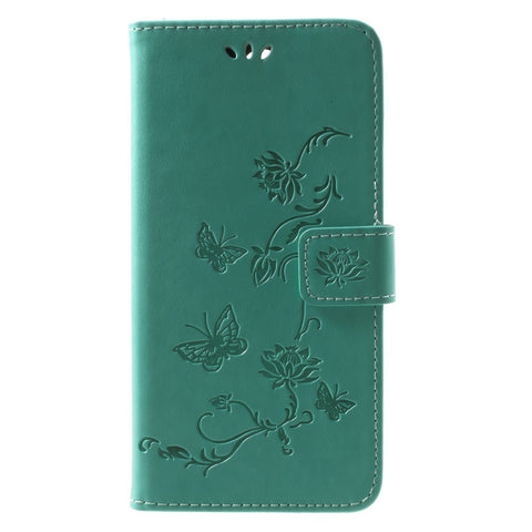Imprint Butterfly Flowers Leather Wallet Case Shell for Huawei Mate 10 Lite / nova 2i / Maimang 6 / Honor 9i (India)