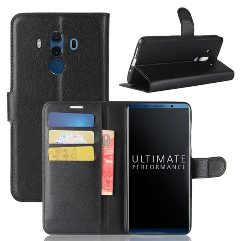 Litchi Skin PU Leather Wallet Stand Cell Phone Cover for Huawei Mate 10 Pro / Mate 10 Pro Porsche Design