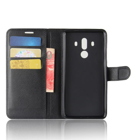 Litchi Skin PU Leather Wallet Stand Cell Phone Cover for Huawei Mate 10 Pro / Mate 10 Pro Porsche Design
