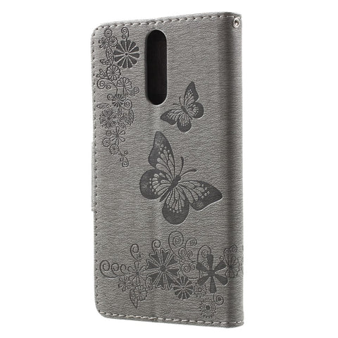 Imprinted Butterfly Flowers Magnetic Leather Stand Case for Huawei Mate 10 Lite / nova 2i / Maimang 6 / Honor 9i (India)