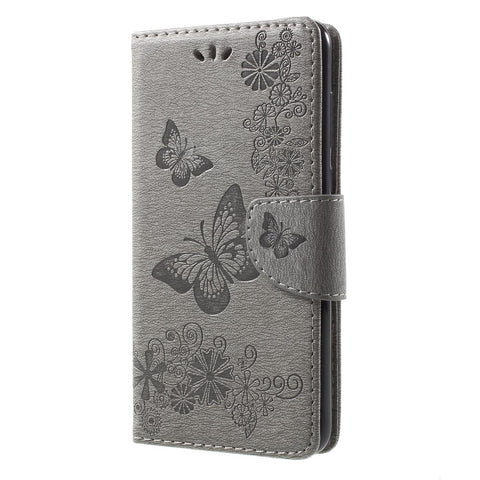 Imprinted Butterfly Flowers Magnetic Leather Stand Case for Huawei Mate 10 Lite / nova 2i / Maimang 6 / Honor 9i (India)