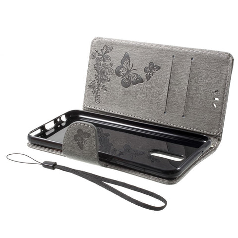 Imprinted Butterfly Flowers Magnetic Leather Stand Case for Huawei Mate 10 Lite / nova 2i / Maimang 6 / Honor 9i (India)