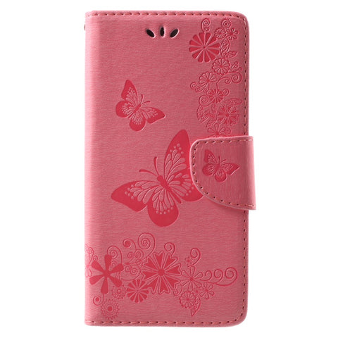 Imprinted Butterfly Flowers Magnetic Leather Stand Case for Huawei Mate 10 Lite / nova 2i / Maimang 6 / Honor 9i (India)