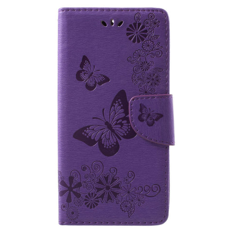 Imprinted Butterfly Flowers Magnetic Leather Stand Case for Huawei Mate 10 Lite / nova 2i / Maimang 6 / Honor 9i (India)