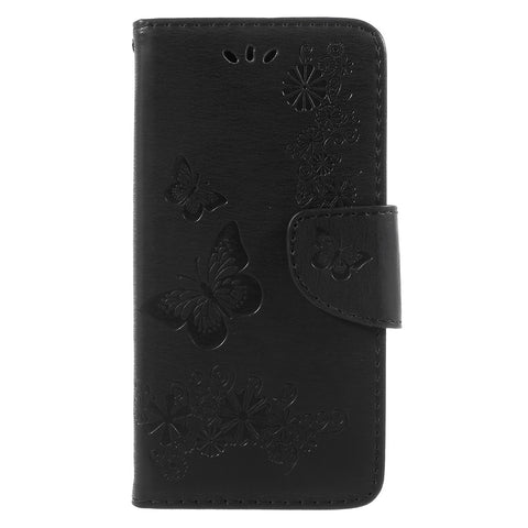 Imprinted Butterfly Flowers Leather Stand Case with Card Slots for Huawei P9 lite mini / Enjoy 7 / Y6 Pro (2017)