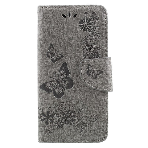 Imprinted Butterfly Flowers Leather Stand Case with Card Slots for Huawei P9 lite mini / Enjoy 7 / Y6 Pro (2017)