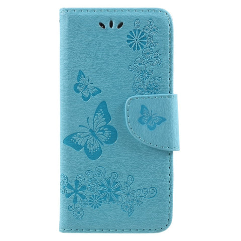 Imprinted Butterfly Flowers Leather Stand Case with Card Slots for Huawei P9 lite mini / Enjoy 7 / Y6 Pro (2017)