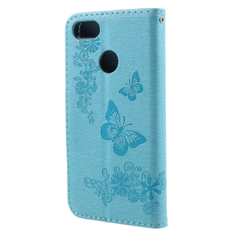 Imprinted Butterfly Flowers Leather Stand Case with Card Slots for Huawei P9 lite mini / Enjoy 7 / Y6 Pro (2017)