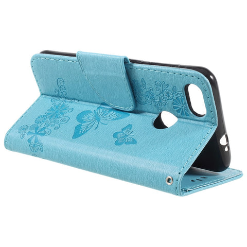 Imprinted Butterfly Flowers Leather Stand Case with Card Slots for Huawei P9 lite mini / Enjoy 7 / Y6 Pro (2017)