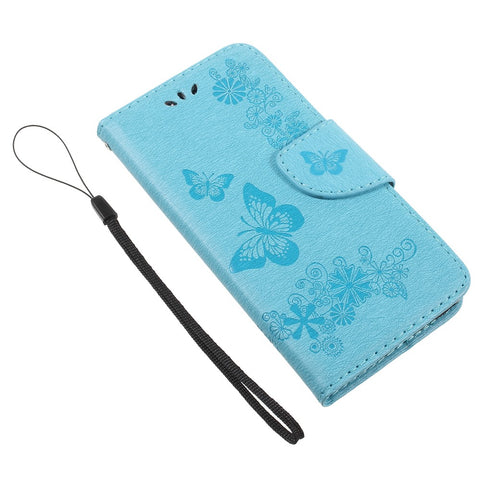 Imprinted Butterfly Flowers Leather Stand Case with Card Slots for Huawei P9 lite mini / Enjoy 7 / Y6 Pro (2017)