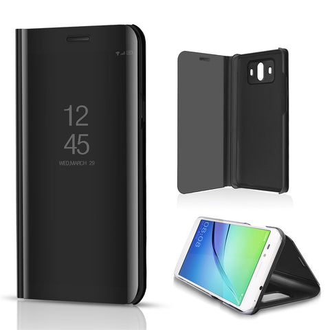 For Huawei Mate 10 Plated Mirror Surface View Leather Stand Protective Casing