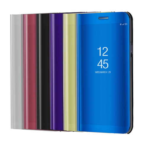 For Huawei Mate 10 Plated Mirror Surface View Leather Stand Protective Casing