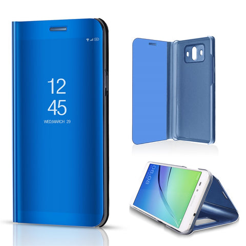 For Huawei Mate 10 Plated Mirror Surface View Leather Stand Protective Casing